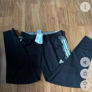 Adidas Kids Black Joggers with White Stripes